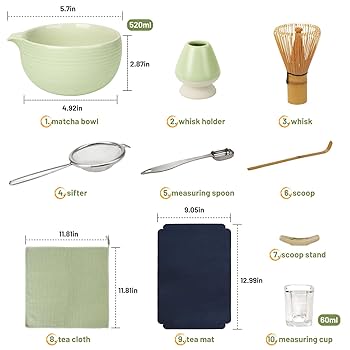 Amazon | Joiish 抹茶キット10個セット 泡立て器とボウル 注ぎ口